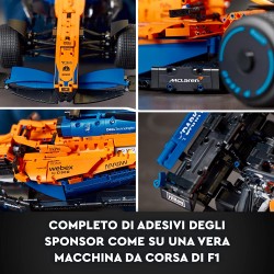 LEGO 42141 - Technic Monoposto McLaren Formula 1 2022, Auto Replica F1, Set per Adulti Modellino Supercar, Macchina da Corsa Mot