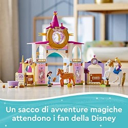 LEGO Disney Princess Le Scuderie Reali di Belle e Rapunzel, Set da Costruzione con Cavallo Giocattolo e Mini Bambole, 43195