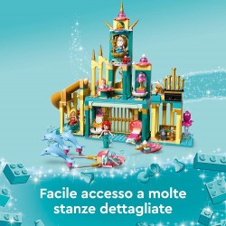 LEGO Disney Il Palazzo Sottomarino di Ariel, Castello Giocattolo con Mini Bamboline della Sirenetta, Giochi per Bambini dai 6 An