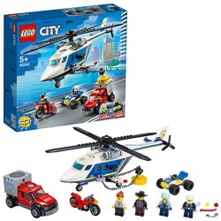 LEGO City Inseguimento Sull Elicottero della Polizia Set di Costruzioni con Magnete per Catturare il Camion in Fuga e 4 Minifigu
