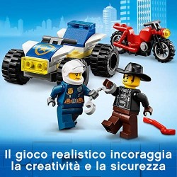 LEGO City Inseguimento Sull Elicottero della Polizia Set di Costruzioni con Magnete per Catturare il Camion in Fuga e 4 Minifigu