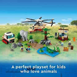 LEGO City Wildlife Operazione di Soccorso Animale, Set Clinica Veterinaria con Elicottero Giocattolo e 4 Minifigure, 60302