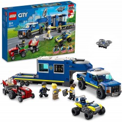 LEGO City Police Camion Centro di Comando della Polizia, ATV, Drone, 4 Minifigure e Trattore Giocattolo, Idea Regalo, 60315
