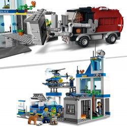 LEGO City Police Stazione di Polizia, con Camion della Spazzatura ed Elicottero Giocattolo, per Bambini di 6 Anni, 60316