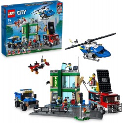 LEGO City Police Inseguimento della Polizia alla Banca, con Elicottero, Drone e 2 Camion, Giocattolo Bambini 7 Anni, 60317
