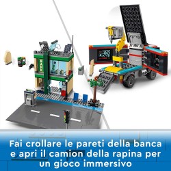LEGO City Police Inseguimento della Polizia alla Banca, con Elicottero, Drone e 2 Camion, Giocattolo Bambini 7 Anni, 60317