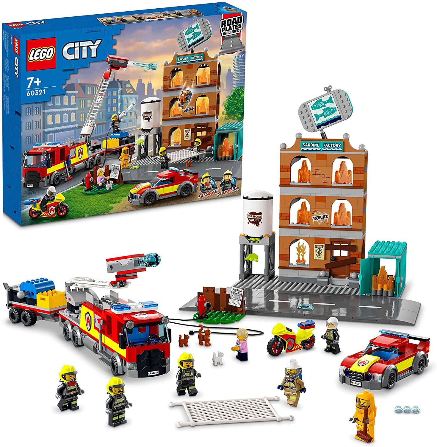 LEGO City Fire Vigili del Fuoco, Edificio con Fiamme, Camion dei
