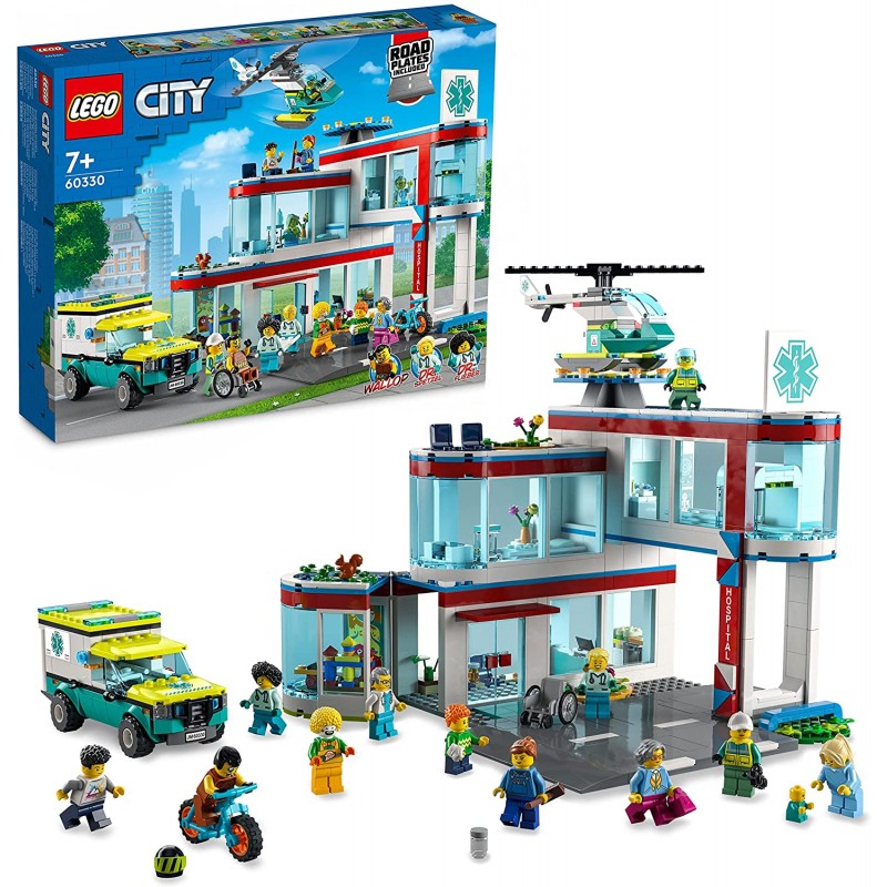 LEGO City Ospedale, Set con Autoambulanza Giocattolo ed Elicottero di  Soccorso, Giochi per Bambini 7 , Idea Regalo, 60330