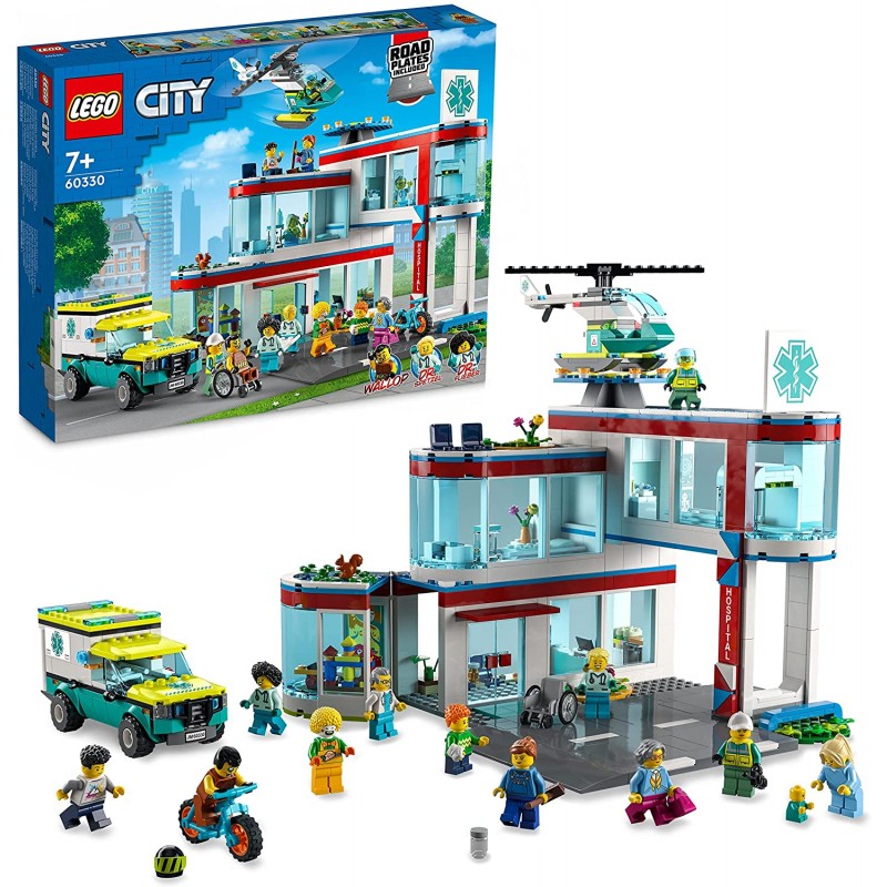 LEGO City Ospedale, Set con Autoambulanza Giocattolo ed Elicottero di Soccorso, Giochi per Bambini dai 7 anni, 60330