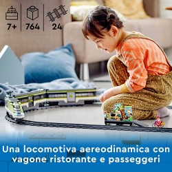 LEGO 60337 - City Treno Passeggeri Espresso, Locomotiva Telecomandata con Luci Dimmerabili e Binari - LG60337