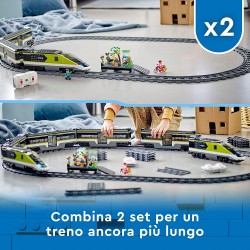 LEGO 60337 - City Treno Passeggeri Espresso, Locomotiva Telecomandata con Luci Dimmerabili e Binari - LG60337