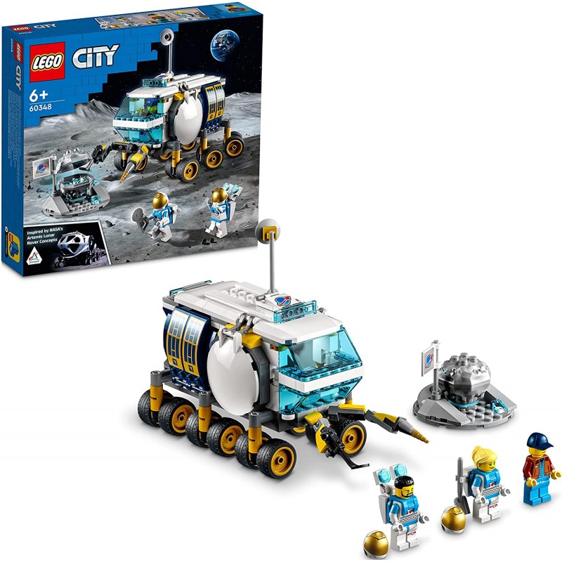 LEGO 60348 - City Rover Lunare, Modello di Veicolo Spaziale, Base della NASA con 3 Minifigure di Astronauti - LG60348