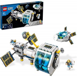 LEGO 60349 - City Stazione Spaziale Lunare, Giocattoli Ispirati alla NASA, con 5 Minifigure di Astronauti - LG60349