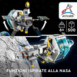 LEGO 60349 - City Stazione Spaziale Lunare, Giocattoli Ispirati alla NASA, con 5 Minifigure di Astronauti - LG60349
