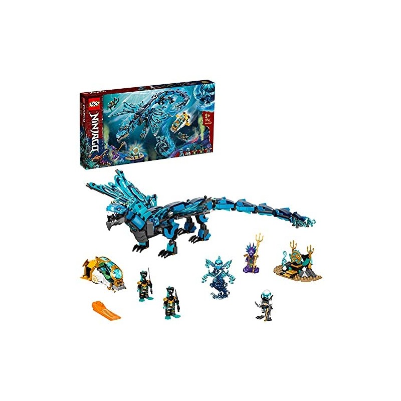 LEGO NINJAGO Dragone Acqua, Drago Giocattolo Ninja, Costruzioni per Bambini di 9 anni con 5 Minifigure, 71754