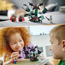 LEGO Marvel Attacco a Nuova Asgard, Giochi per Bambini dai 7 Anni, Set con Supereroi, Thor e il Martello Stormbreaker, Giocattol