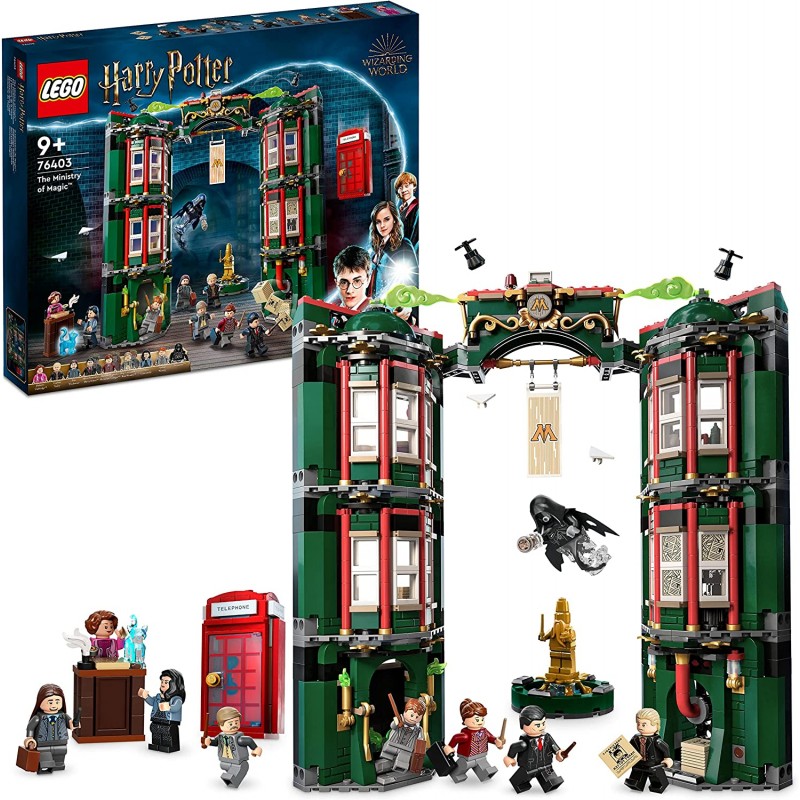 LEGO Harry Potter Ministero della Magia, Modellino da Costruire Modulare, 12 Minifigure 3 con Funzione di Trasformazione, Giochi