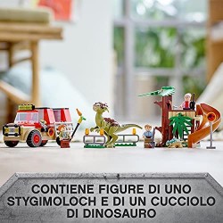 LEGO Jurassic World La Fuga del Dinosauro Stygimoloch, Giochi per Bambini di 4 Anni con Minifigures e Casa sull&#39;Albero, 7693