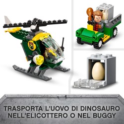 LEGO Jurassic World La Fuga del T. rex, Include 3 Minifigure un Elicottero e un Dinosauro Giocattolo, Giochi per bambini dai 4 a