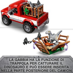 LEGO Jurassic World La Cattura dei Velociraptor Blue e Beta, Giochi per Bambini dai 6 Anni in su con Camion e Dinosauri Giocatto