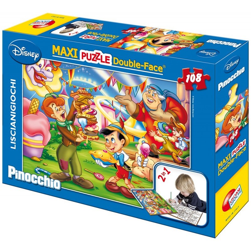 Lisciani Giochi - Maxi Puzzle double Face - Disney Pinocchio - LI31757
