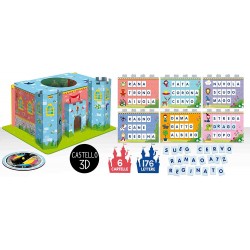 lisciani giochi- giocare educare, life skills tombola lettere e parole, il castello, 72620