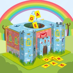 lisciani giochi- giocare educare, life skills tombola lettere e parole, il castello, 72620