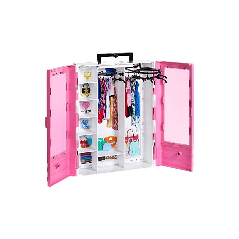 Barbie Armadio Fashionistas Rosa con Accessori, Bambola non Inclusa,  Giocattolo per Bambini 3+ anni, GBK11