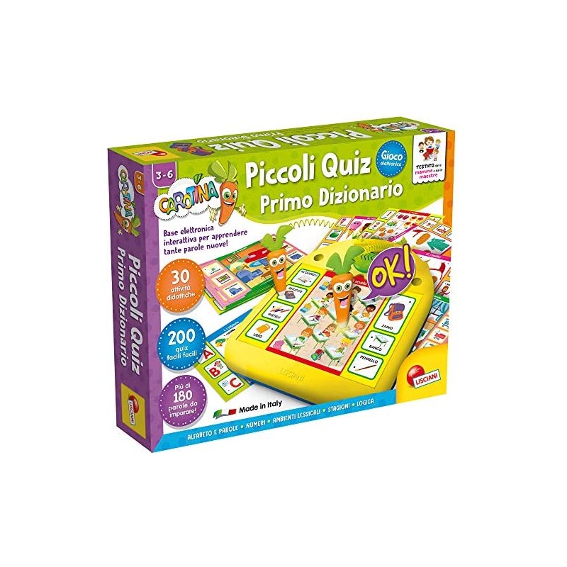 Lisciani Giochi- Carotina Piccoli Quiz Primo Dizionario Gioco, Multicolore, 80007