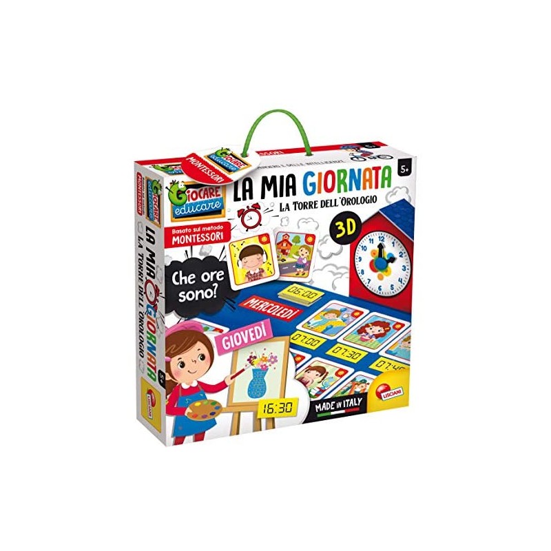 Lisciani Giochi- Montessori La Mia Giornata La Torre dell Orologio Gioco Educativo, Multicolore, 80137