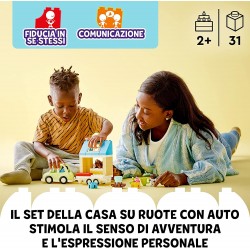 LEGO 10986 DUPLO Town Casa su Ruote, Set da Campeggio con Mattoncini Grandi e Figure, Macchina Giocattolo per Bambina e Bambino 