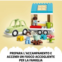 LEGO 10986 DUPLO Town Casa su Ruote, Set da Campeggio con Mattoncini Grandi e Figure, Macchina Giocattolo per Bambina e Bambino 