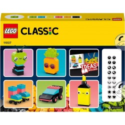 LEGO 11027 Classic Divertimento Creativo - Neon, Costruzioni in Mattoncini con Macchina Giocattolo, Alieni e Pattini a Rotelle, 