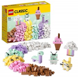 LEGO 11028 Classic Divertimento Creativo Pastelli, Set Costruzioni in Mattoncini con Dinosauro Giocattolo e Gatto, Giochi Educat