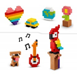 LEGO 11030 Classic Tanti Tanti Mattoncini, Set di Costruzioni con Emoji Sorridente, Pappagallo, Fiori e Altro, Regalo Creativo, 