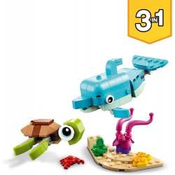 LEGO 31128 Creator 3 in 1 Delfino e Tartaruga, Set con Animali Marini, Cavalluccio e Lumaca di Mare, Giocattoli per Ragazze e Ra