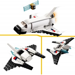 LEGO 31134 Creator Space Shuttle, Set 3 in1 con Astronauta e Astronave Giocattolo, Giochi per Bambini e Bambine dai 6 Anni in su