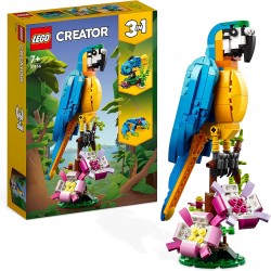 LEGO 31136 Creator Pappagallo Esotico, Idea Regalo Pasqua, Set 3 in 1 con Pesce e Rana, Figure di Animali Giocattolo della Giung