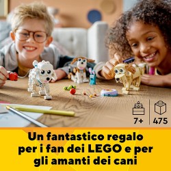 LEGO 31137 Creator Adorabili Cagnolini, Set 3 in 1 con Bassotto, Carlino, Barboncino e altri Animali, Sorpresa di Pasqua per Ama
