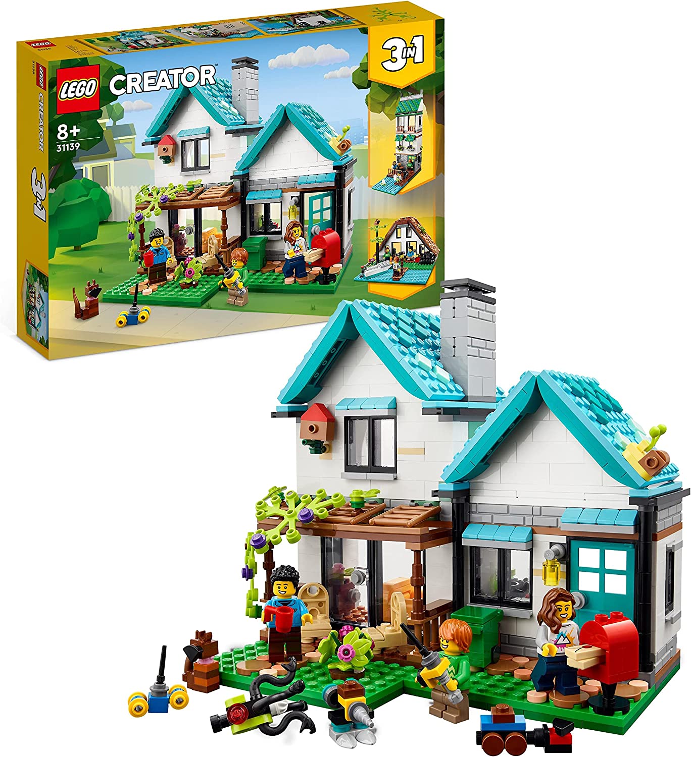 LEGO 31139 Creator Casa Accogliente, Set 3 in 1 con Modellini da Costruire  con 3 Case Giocattolo Differenti