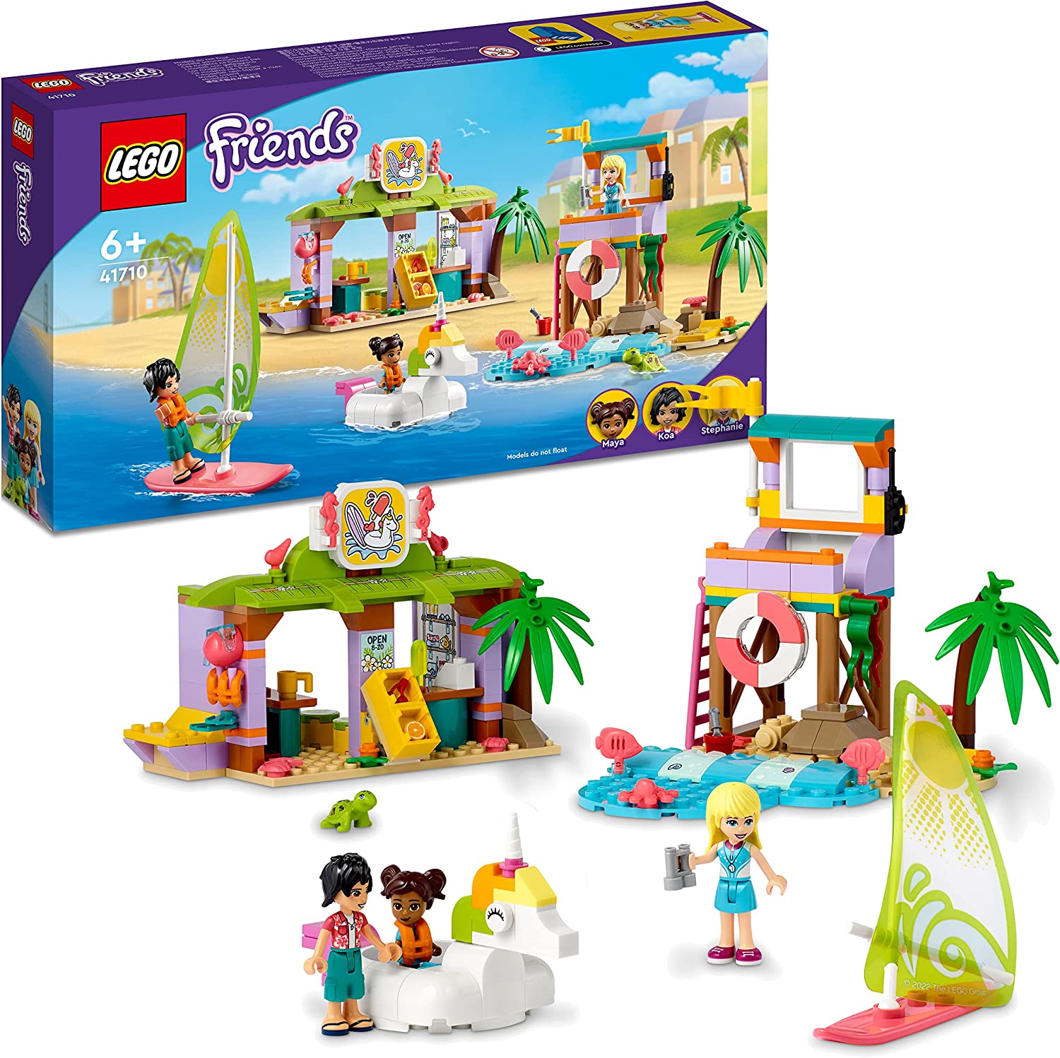 LEGO 41710 Friends Divertimento sulla Spiaggia dei Surfer, Set Costruzioni  Estive con Tartaruga e Unicorno Giocattolo