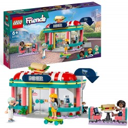 LEGO 41728 Friends Ristorante nel Centro di Heartlake City con Mini Bamboline Liann, Aliya e Charli, Personaggi Serie 2023