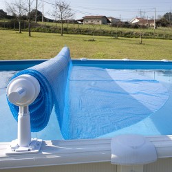 Gre 40135 Avvolgitore di Coperte per Piscine Fuori Terra, Bianco/Grigio, 6.5 m