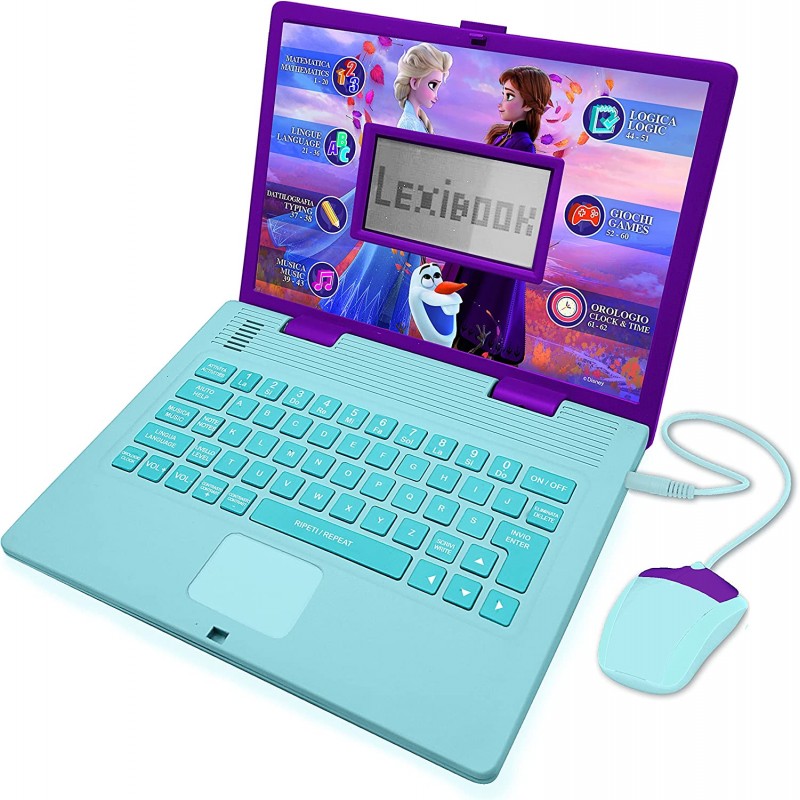 Lexibook Disney Frozen 2 Computer Portatile Educativo Bilingue Italiano/Inglese 124 attività Matematica Logica Musica Orologio J