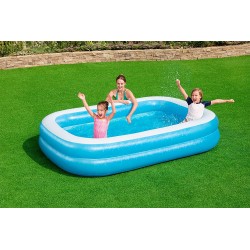 Bestway - 54006 - Piscina Gonfiabile Rettangolare Family, 262 x 175 x 51 cm, Blu/Bianco