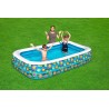 Bestway - 54121 - Piscina Family Rettangolare 3 Anelli Con Decoro Fiori Cm. 305X183X56