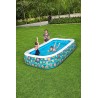 Bestway - 54121 - Piscina Family Rettangolare 3 Anelli Con Decoro Fiori Cm. 305X183X56