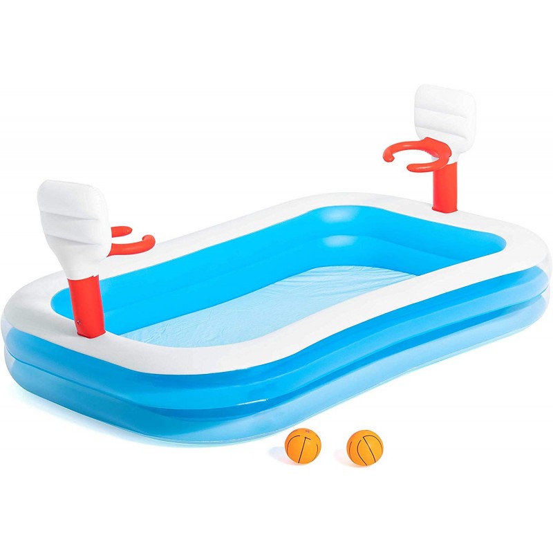 Bestway - 54122 - Piscina Family Basketball Cm. 251X168X102, Contiene 2 Palle Per Giocare