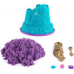 Kinetic Sand, Mini Castello Sirenetta, 170 g di Sabbia Shimmer, Sabbia Magica Viola, 1 formina, 2 Accessori e 3 Gemme Incluse - 
