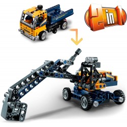 LEGO 42147 Technic Camion Ribaltabile, Set 2 in 1 con Camioncino ed Escavatore Giocattolo - LG42147